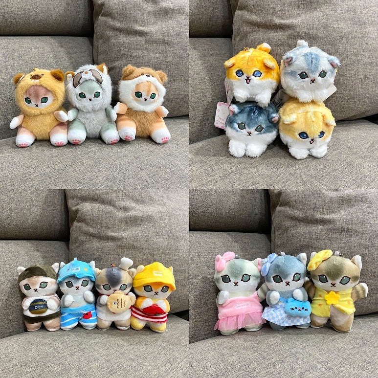 Gantungan Kunci Boneka Karakter Kartun Mofusand Topi Cat Abu Kuning Oren Biru Pink Kucing Keychain K
