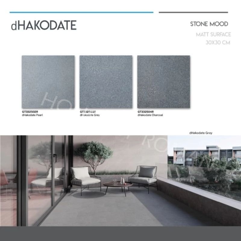 Roman Granit 30x30 dHakodate Series (Stone Mood) / Lantai Granit Motif Batu Tekstur Anti Slip / Gran