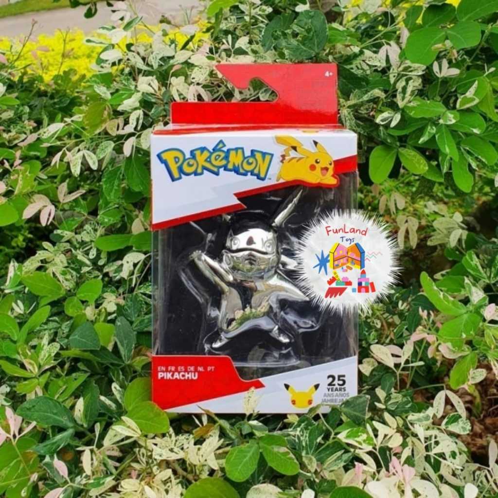 Pokemon 25th Anniversary Silver Pikachu Battle Figure