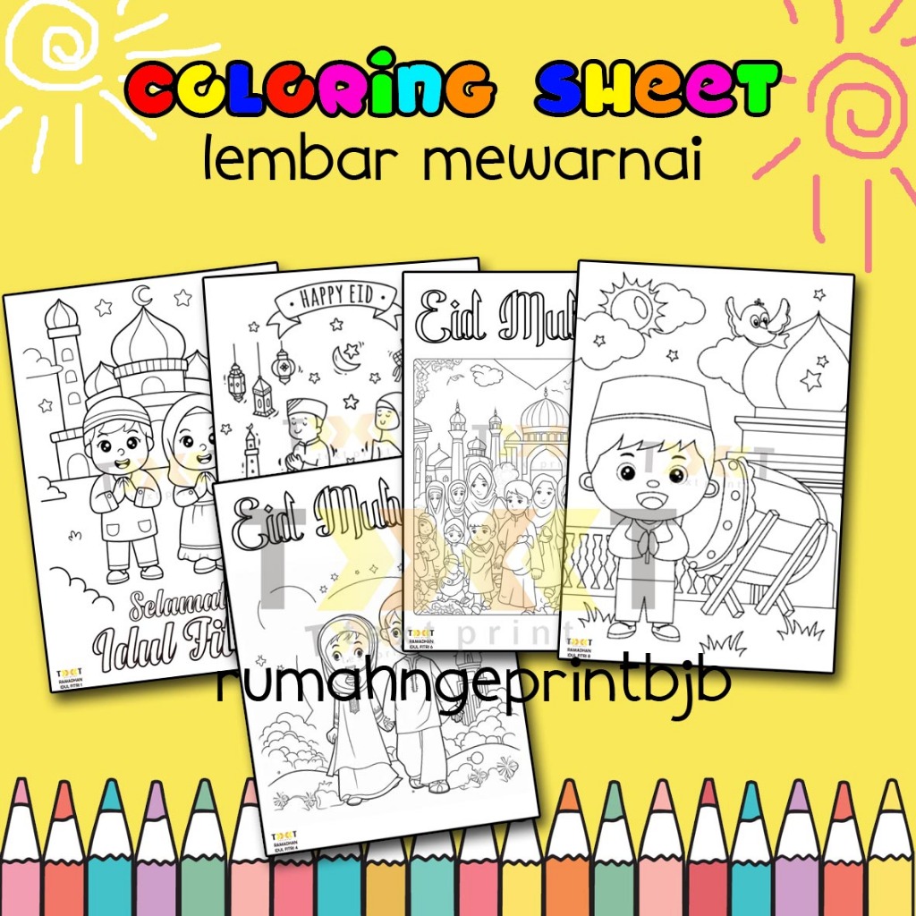 

Kertas Gambar Mewarnai A4 TEMA RAMDAHAN IDUL FITRI LEBARAN - (Coloring Sheet) Anak usia PAUD TK SD