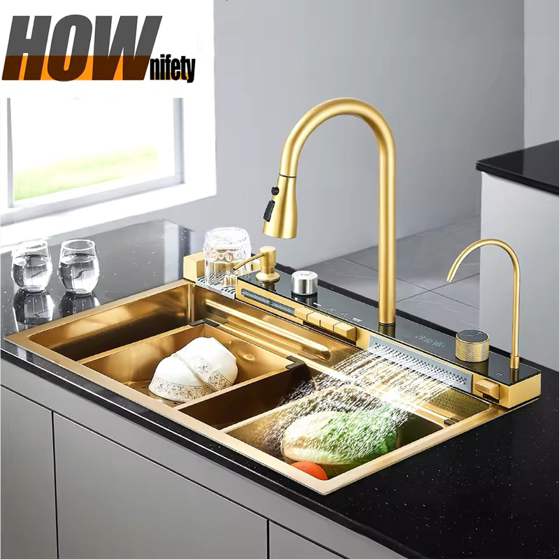 Kitchen Sink Modern Piano Luxury 7545 BLACK/GOLD Paket Kitchen Sink Modern