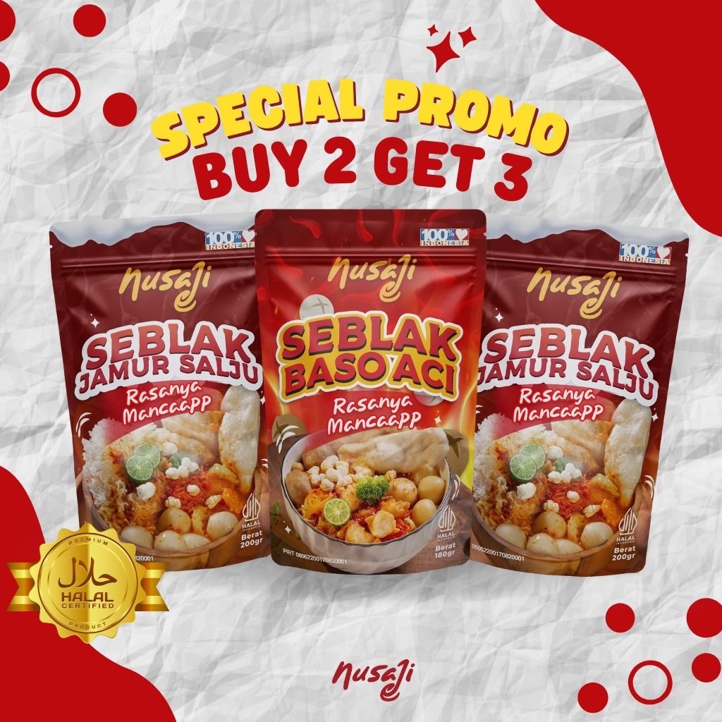 

Nusaji - Spesial Promo Seblak Instant Jamur Salju + Seblak Baso Aci Buy 2 Get 3