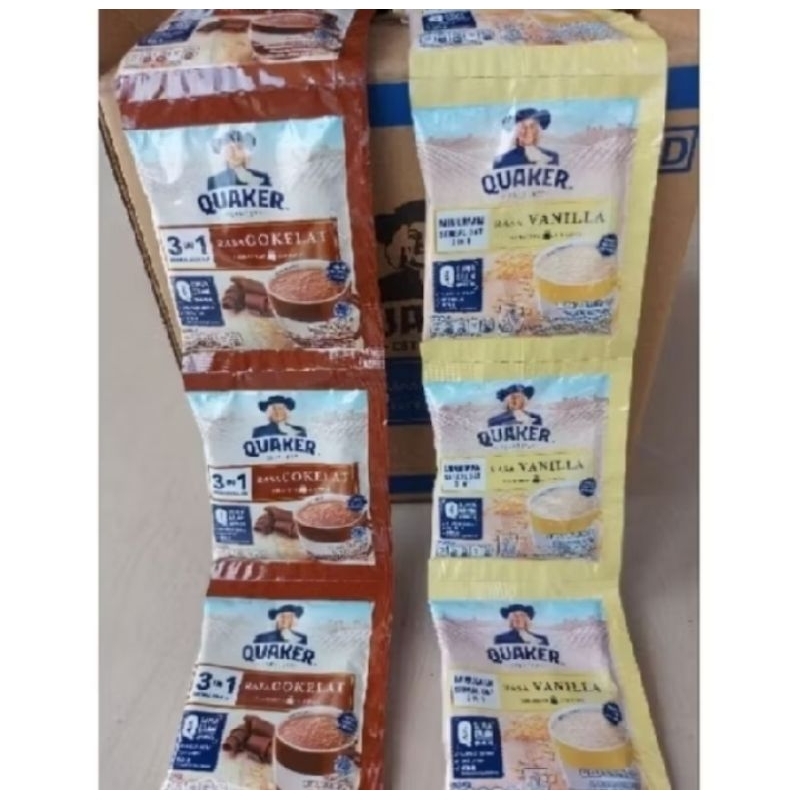 

Quaker Oatmeal Instan cokelat/Vanilla 1 renceng isi 10 pcs