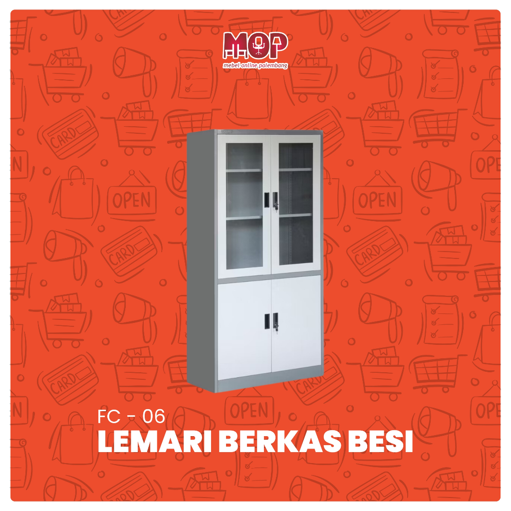 Lemari Besi lemari Berkas besi setengah plat setengah pintu kaca