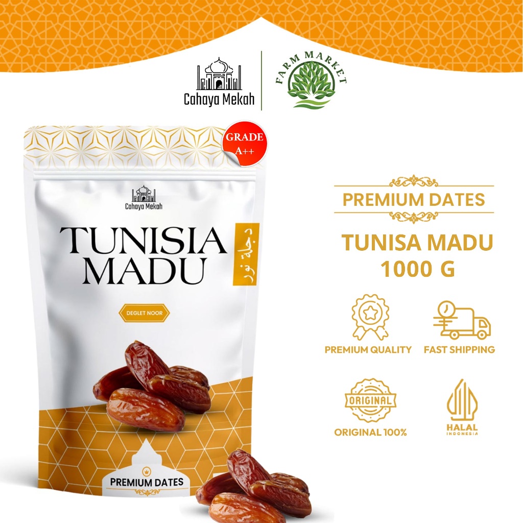 

Cahaya Mekah Kurma Tunisia Madu Deglet Noor 1 Kg Original Quality 100% Asli