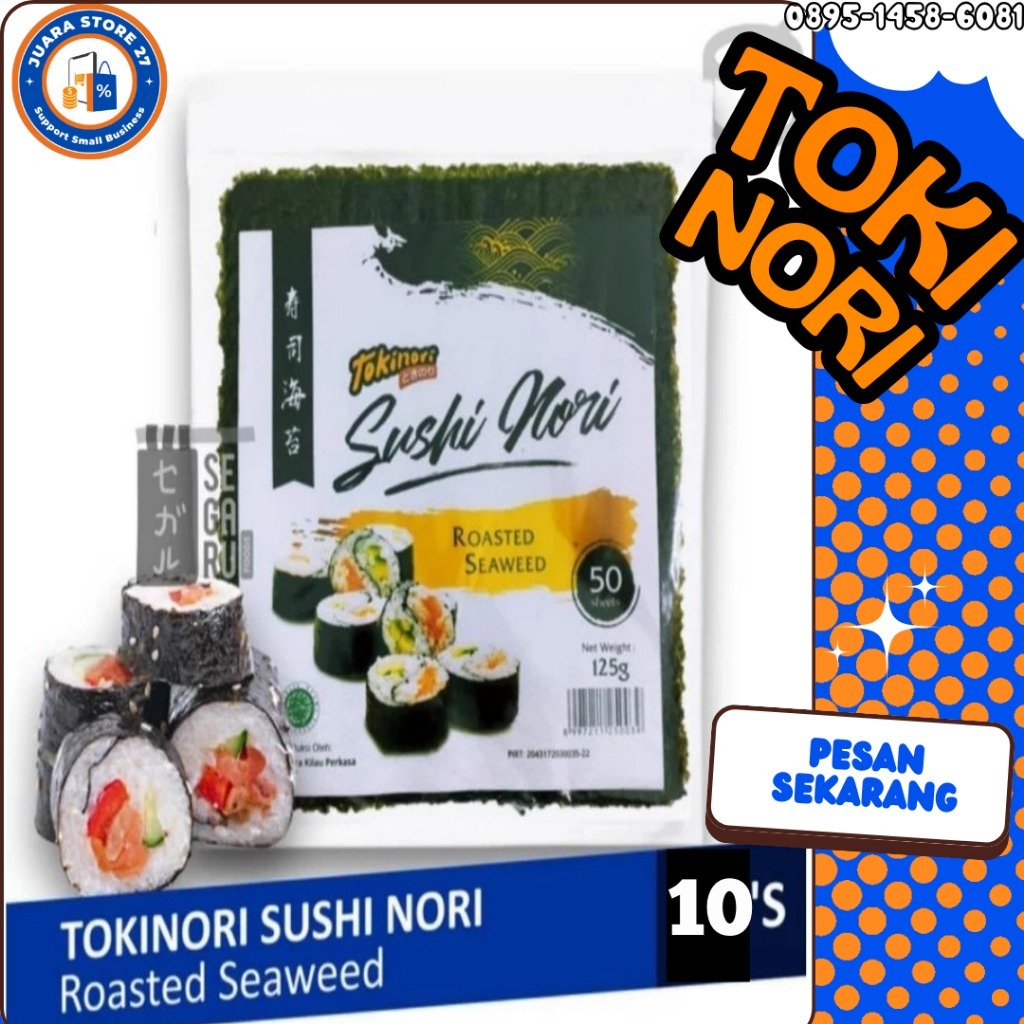 Tokinori Nori Sushi Halal Rumput Laut non msg isi 50 lembar dried seaweed / nori panggang kimbap
