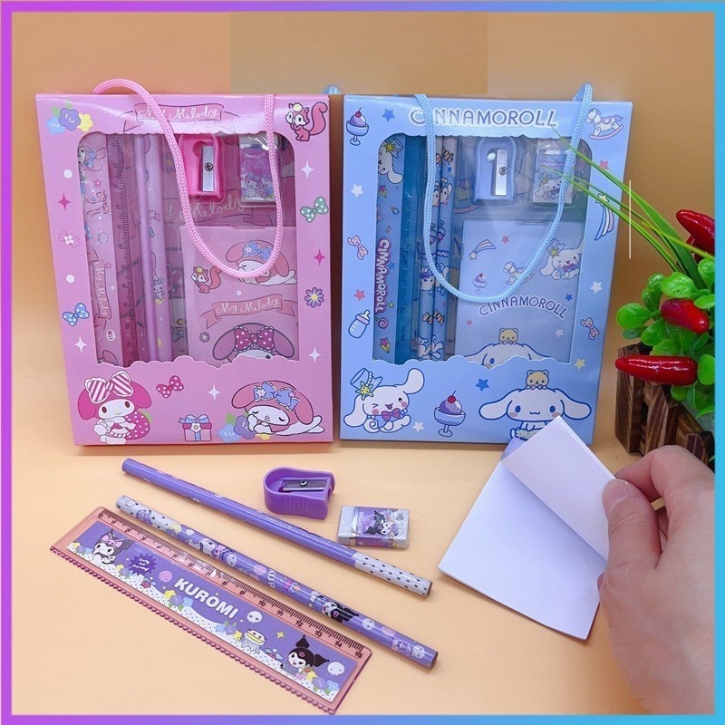 

Pensil Set Alat Tulis 6 in 1 Karakter Sanrio Kuromi Cinnamorol My Melody