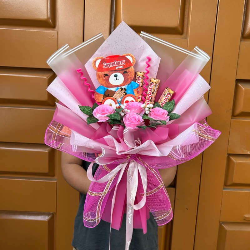 

buket coklat Silverqueen Teddy bear beruang edisi valentine