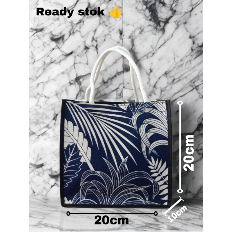 Totebag mini tali sumbu/Totebag kanvas mix polyster kekinian