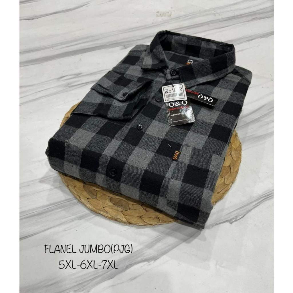 Baju Kemeja Flanel Pria Jumbo Lengan Panjang Big size Cowok bigsize flannel hem kotak Original Jumbo