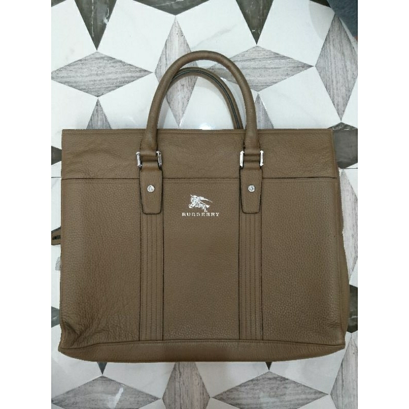 Burberry Tas Tangan Kulit Coklat tas laptop