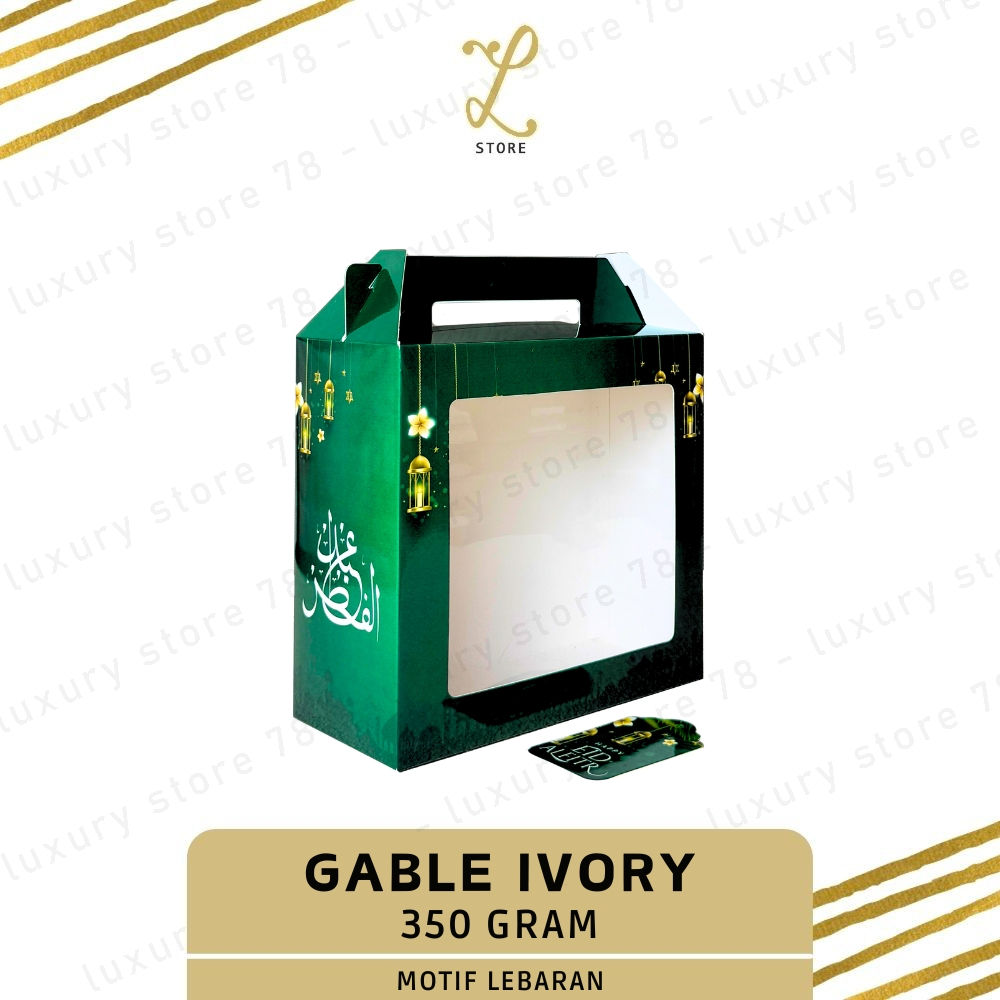

[19X9X18 CM] (10 pcs) DUS GABLE LEBARAN IVORY 2 TOPLES TABUNG 1000ML | Box Hampers Idul Fitri - Dus Handle Lebaran Kue Kering