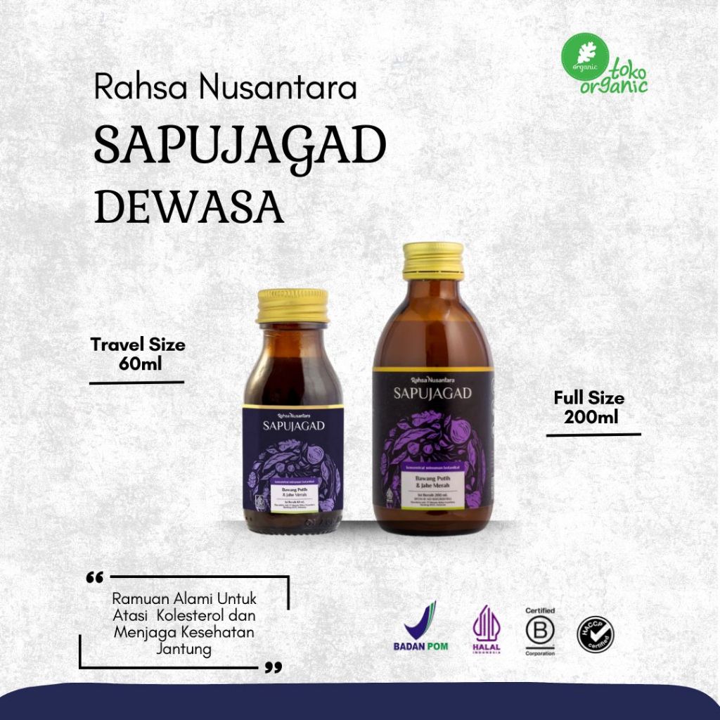

Rahsa Nusantara Sapu Jagad Dewasa | Sapujagad Jus Bawang Putih Tunggal untuk Obati Kolesterol, Vitamin untuk Kesehatan Jantung BPOM