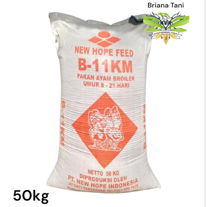 Karungan 50kg B-11 KM Pakan Ayam Ras Pedaging Umur 8-21 Hari B 11 KM NEW HOPE INDONESIA