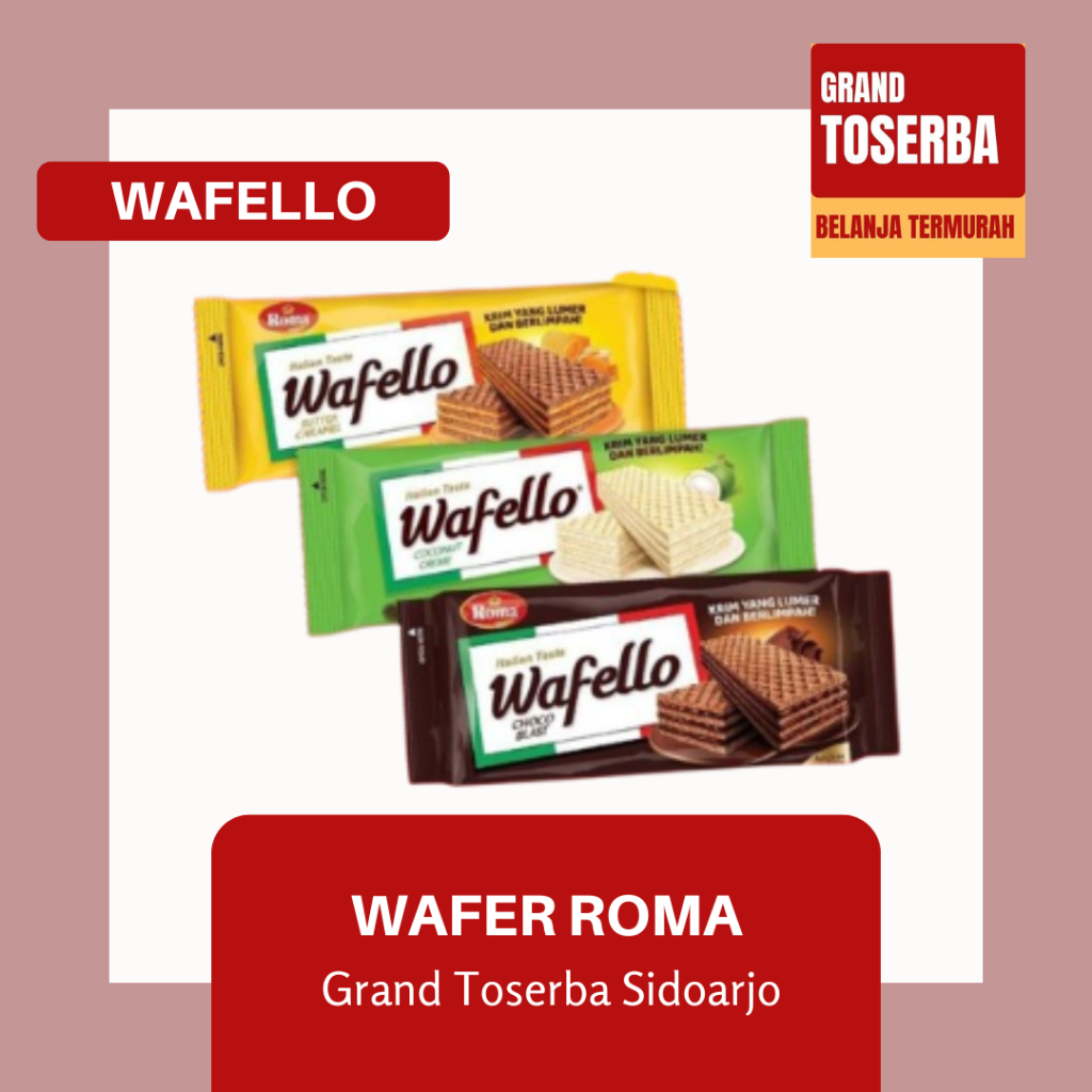 

WAFELLO WAFER 114G / VARIAN BUTTER CARAMEL, CHOCO BLASTT, DAN COCONUT CREME