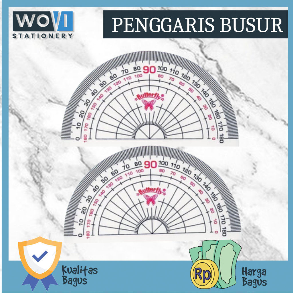 

[WOVI STATIONERY] Penggaris Busur 180 Derajat / 10cm Butterfly New [PCS]