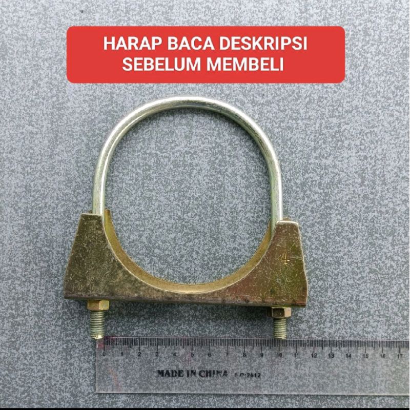 Klem Pipa Besi Knalpot 4" Inch Clamp U Bolt