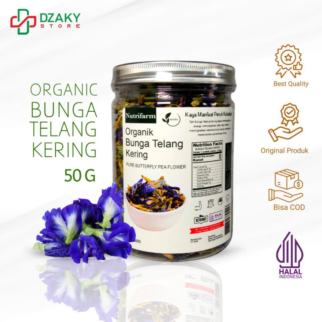 

HIGH QUALITY TEH BUNGA TELANG KERING PREMIUM ORGANIK UNGU GRADE A 50 GRAM