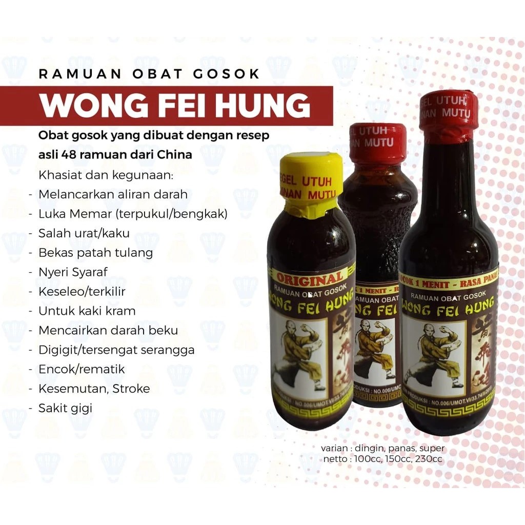 Ramuan Arak Obat Gosok Wong Fei Hung Asli Original