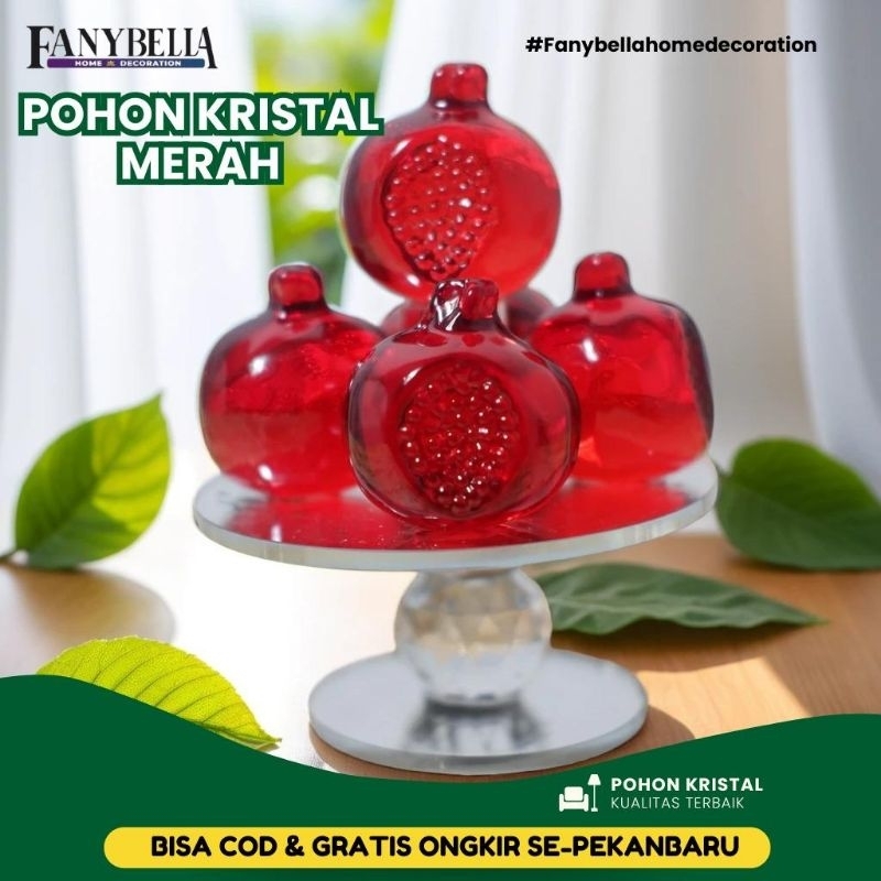 Pajangan Kristal Pohon Kristal buah MERAH APEL Buah Dekorasi Rumah Import