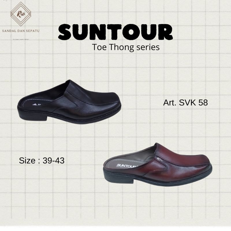 Sepatu Sandal slip on kulit cowok merk Suntour SVK 100% ORIGINAL