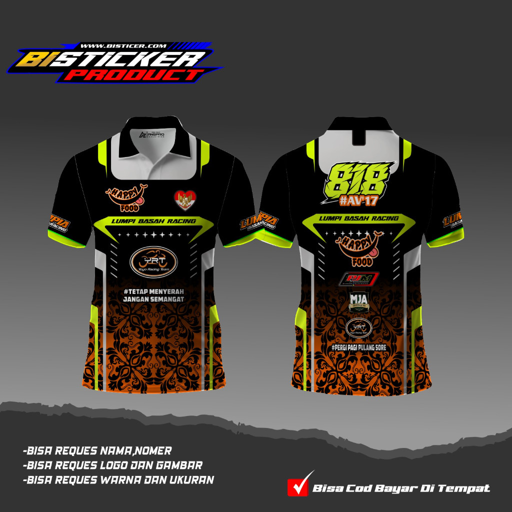 KAOS JERSEY BALAP MOTOR RACING CUSTOM PRINTING (GRATIS GANTI NAMA NOMER)