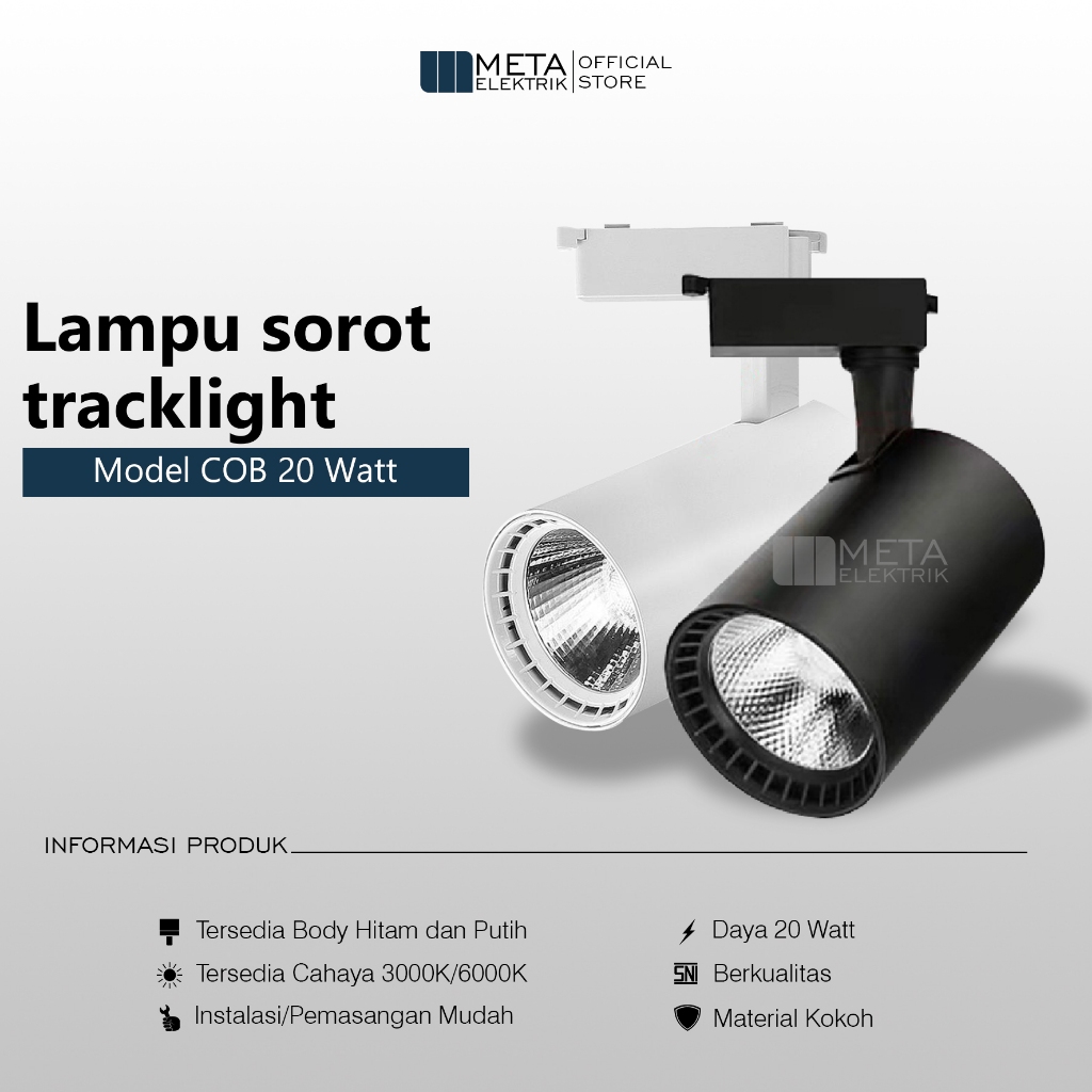Lampu sorot track light LED 20 watt lampu sorot rell 20 watt