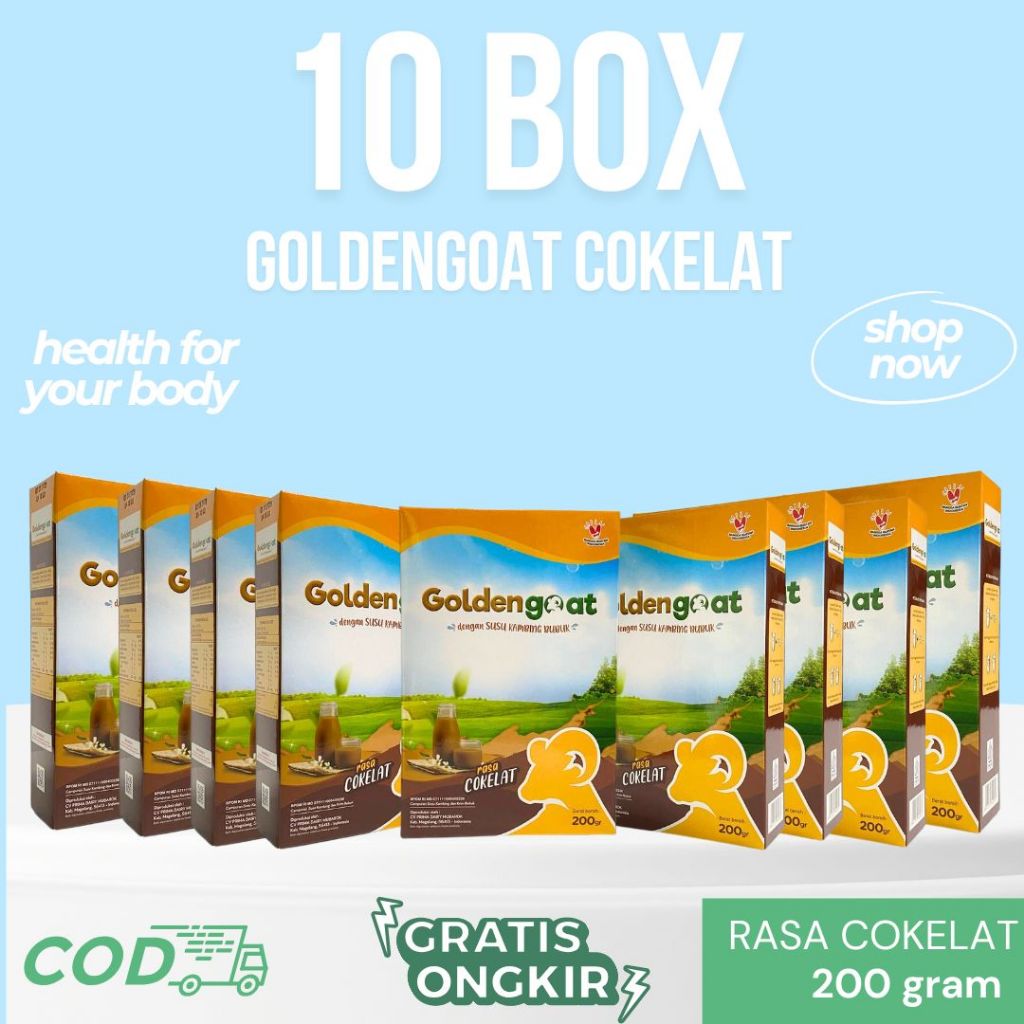 

{BISA COD} GOLDENGOAT SUSU KAMBING ETAWA COKELAT 10 BOX 200 gram