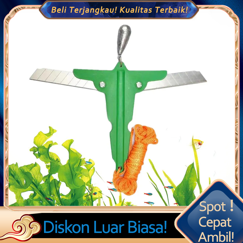 2 Claw Sabit Jangkar Mini Lipat Tahan Lama Besi Galvanis Untuk Pemotong Tanaman Air Rumput Air