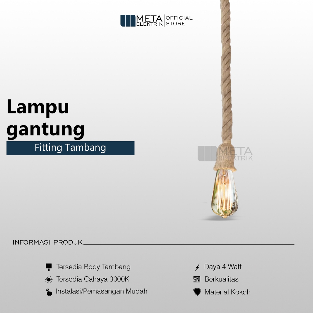 Fitting tambang lampu gantung estetik lampu gantung tali tambang