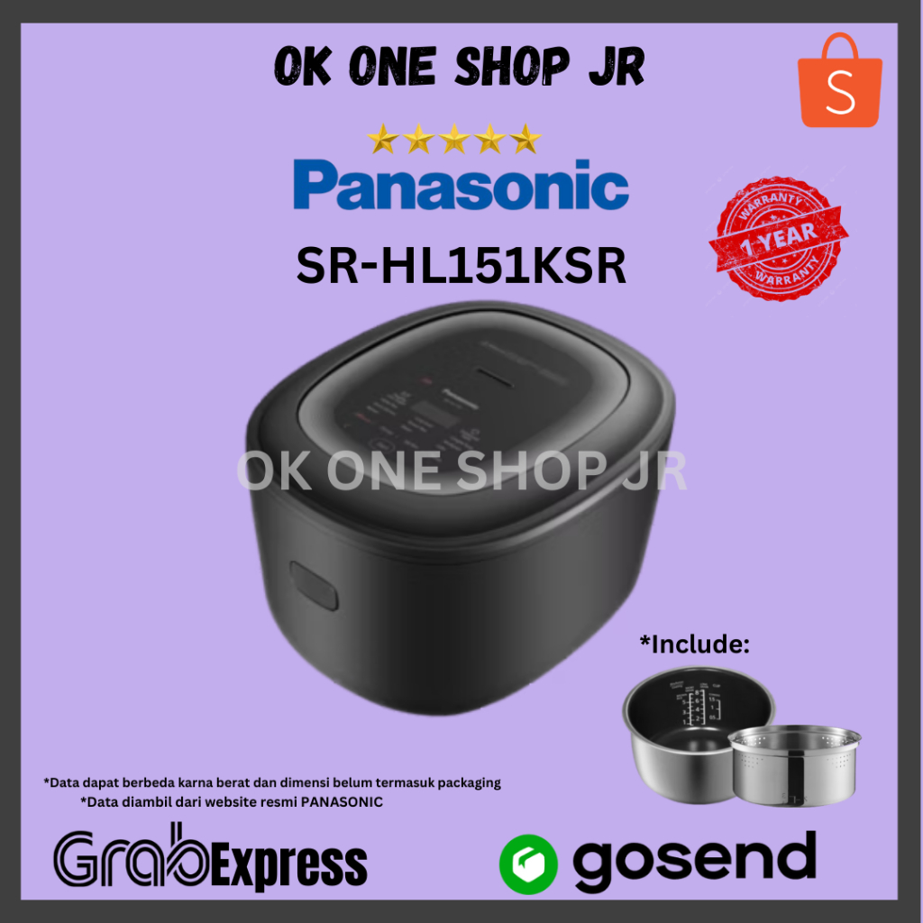 Panasonic SR-HL151KSR Rice Cooker 1,5 Liter Hitam