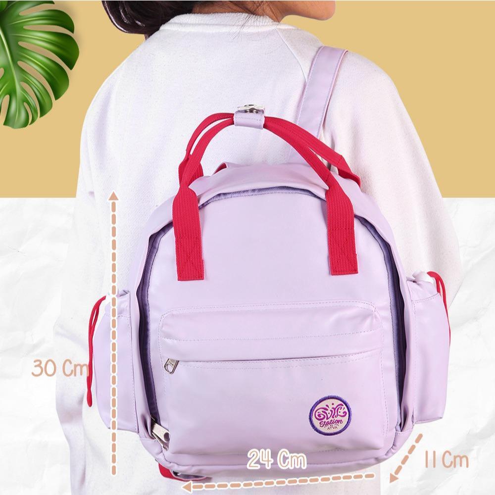Tas Ransel Mini Kulit Sekolah Serbaguna Cewek Dream series Lilac