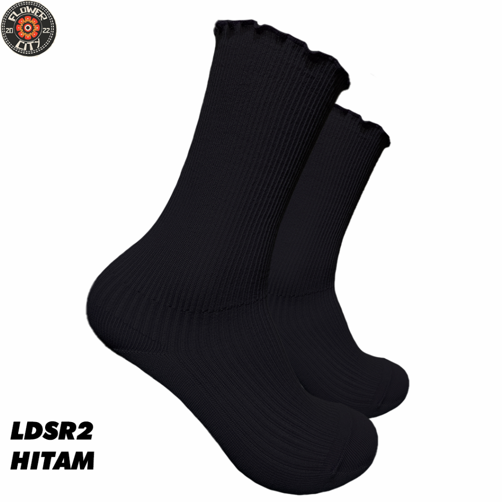 Kaos Kaki Polos RIB Ladies - Kaos Kaki RIB Polos Warna Hitam - Flower City