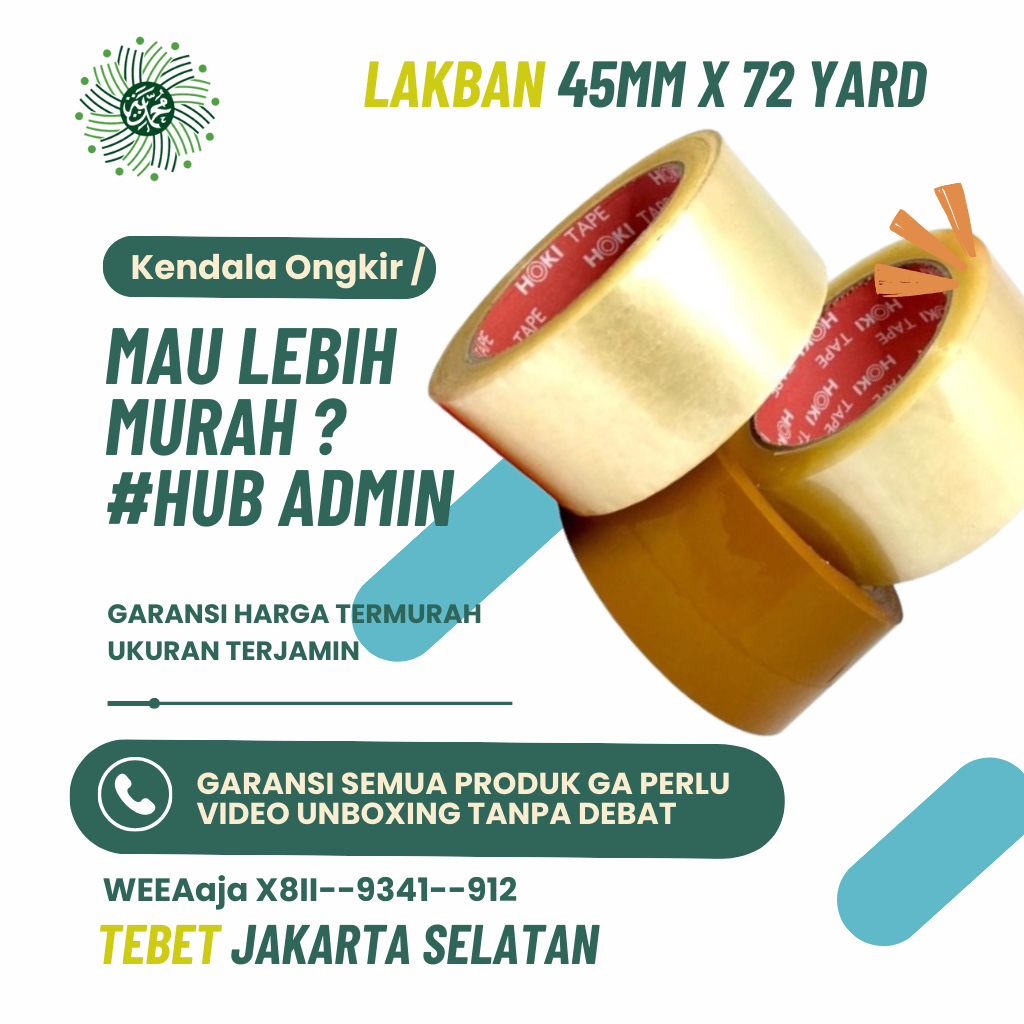 

48mm x 90yard Lakban Bening - Lakban Cokelat Merk HOKI sekelas DAIMARU Berkualitas SUMU