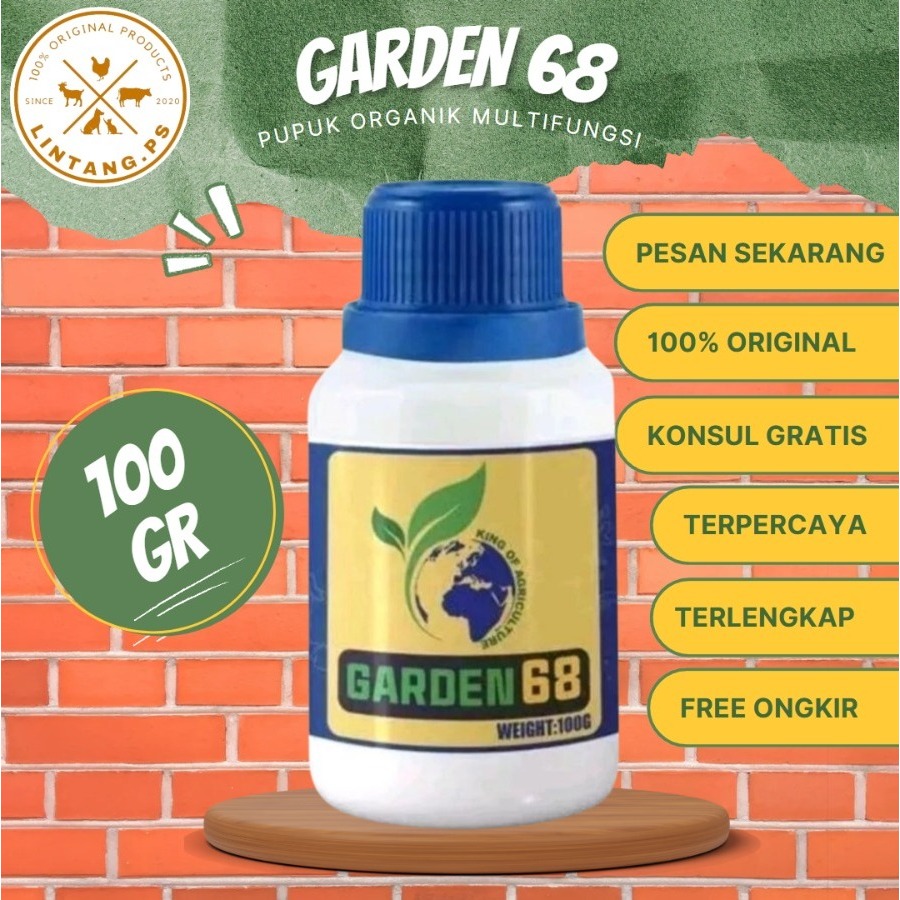 Garden 68 100 gram - Pupuk Hayati Multifungsi - Pupuk Organik Multifungsi - Garden 68 ORIGINAL - Roo