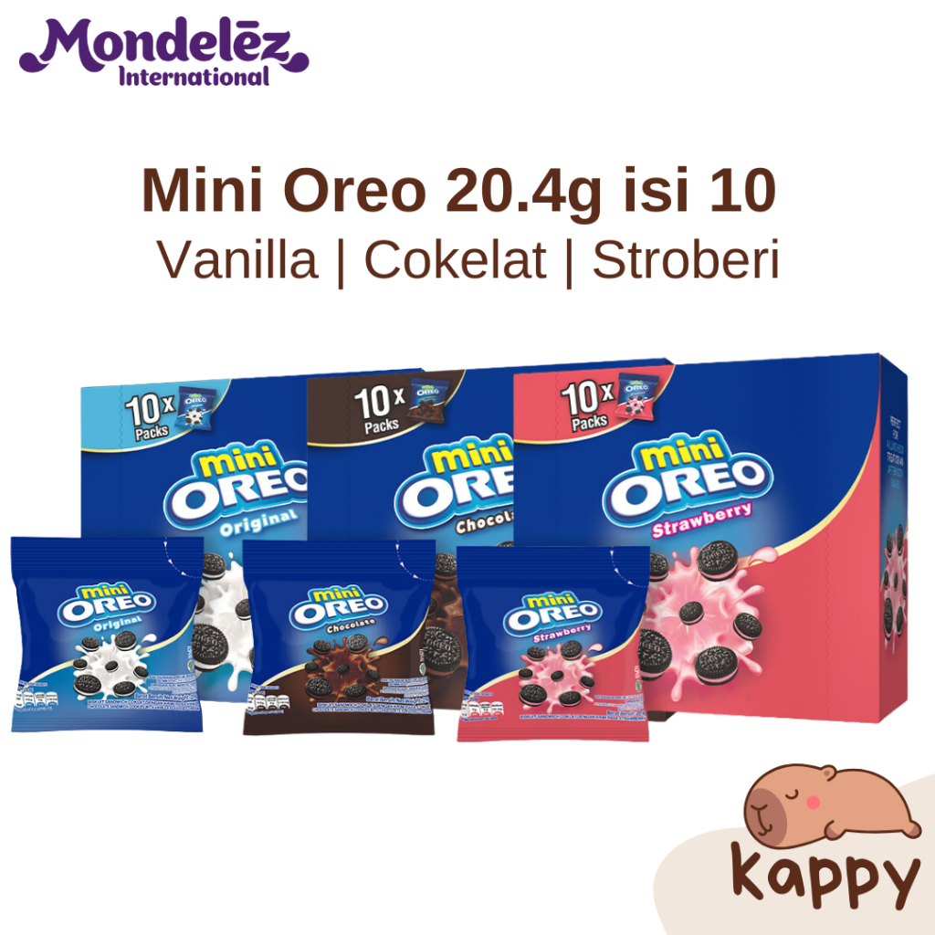 

Mini Oreo Vanilla Cokelat Stroberi 20.4g Isi 10 BOX