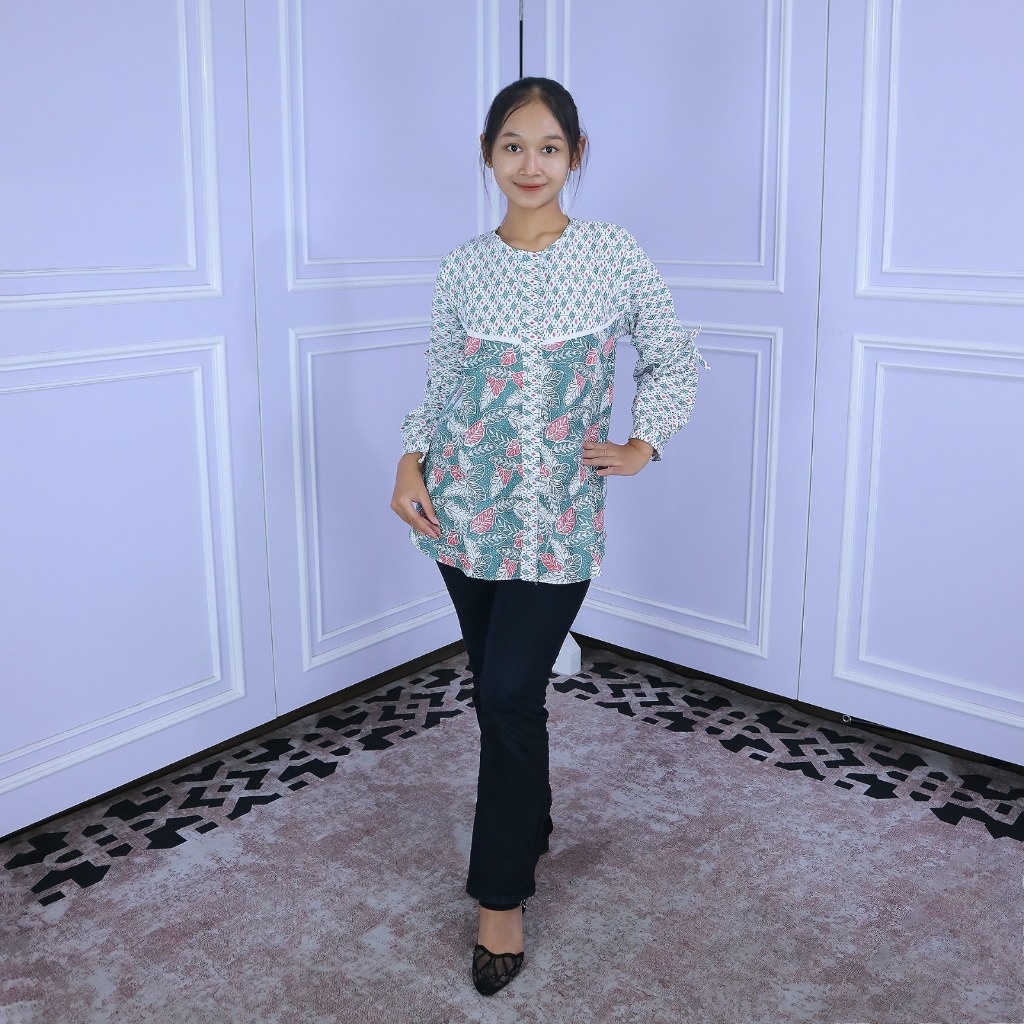 BLOUSE BATIK WANITA BLUS RIA KENCANA ATASAN BATIK WANITA RIA KENCANA