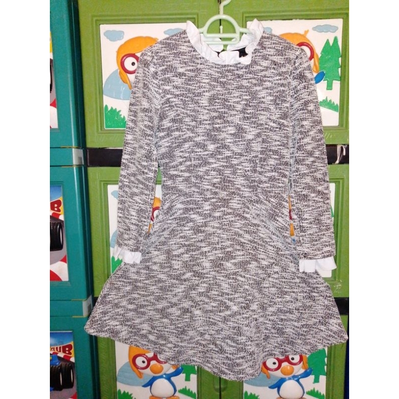 Egoist Mididress Anime cantik bahan tweed semi wool tebal full puring lengan bawah dan leher rapel s