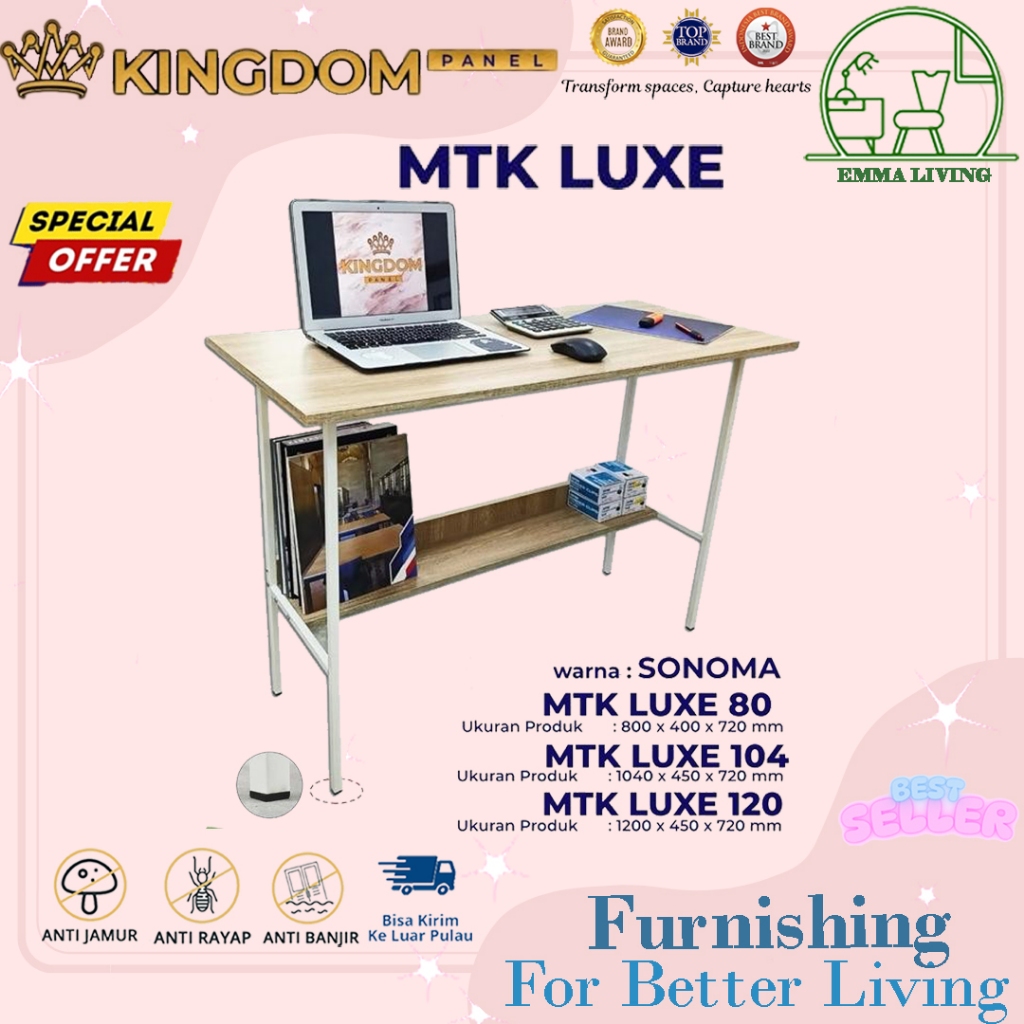 Kingdom Panel Luxe Meja Belajar Kayu Rakit Minimalis