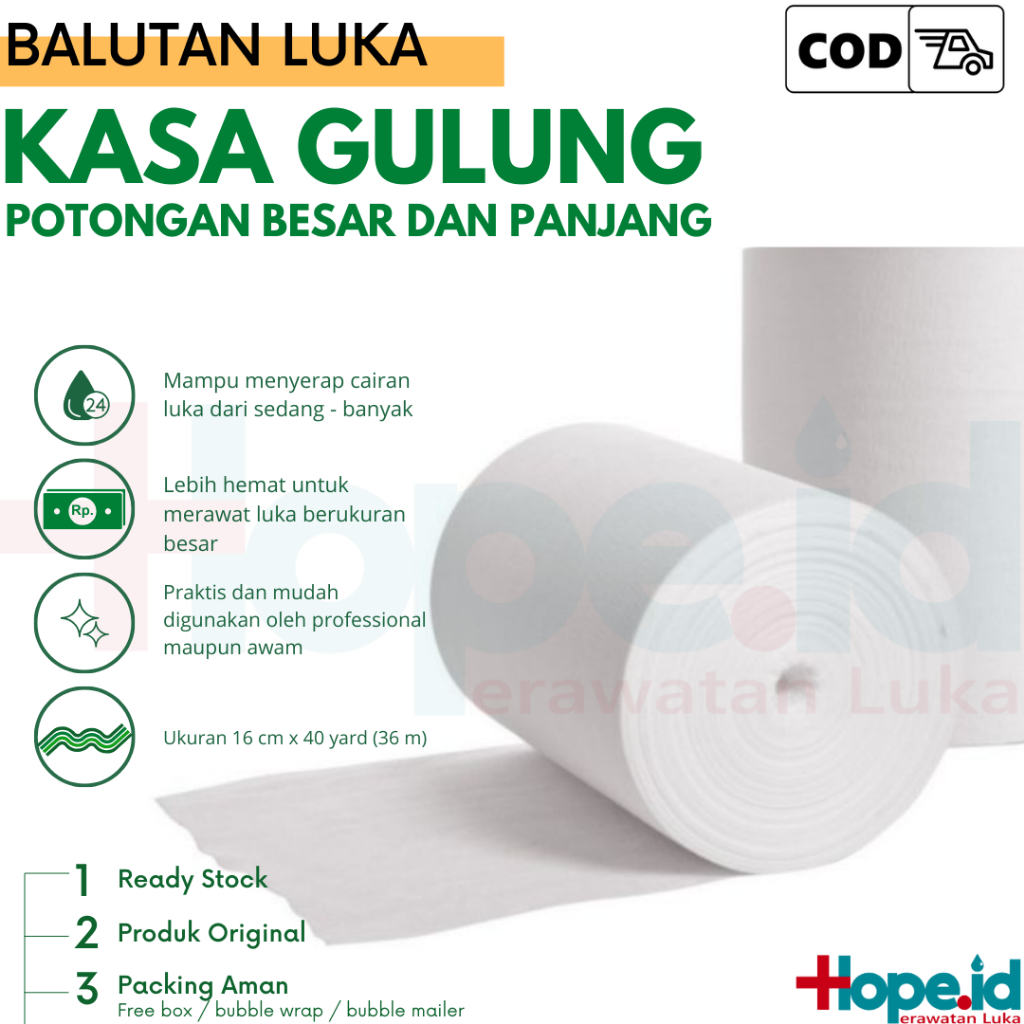 Kasa Perban Hidrofil Gunamed Gulung Potongan Besar, lebar 15 cm, 12 cm, 10 cm Panjang 40 yard