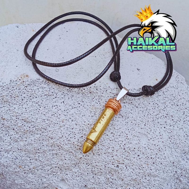 Kalung tali korea bandul peluru kalung bandul liontin peluru kode VF-Fire