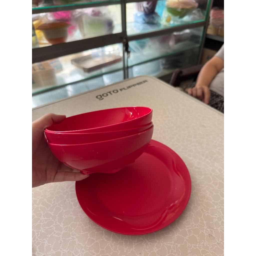 Tupperware Promo Open House Bowl & Oh Plate (Mangkok) - 1 Set Merah