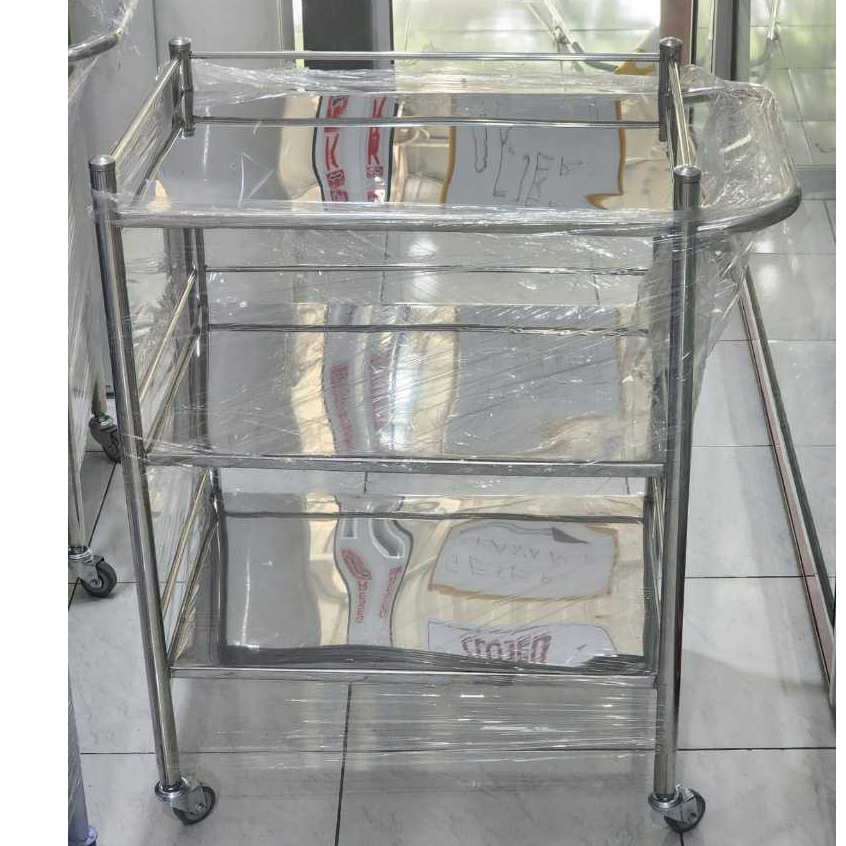 MEJA TROLI INSTRUMEN 3 RAK STAINLESS STEEL / TROLI MAKANAN / TROLI MEDIS / TROLI RESTORAN