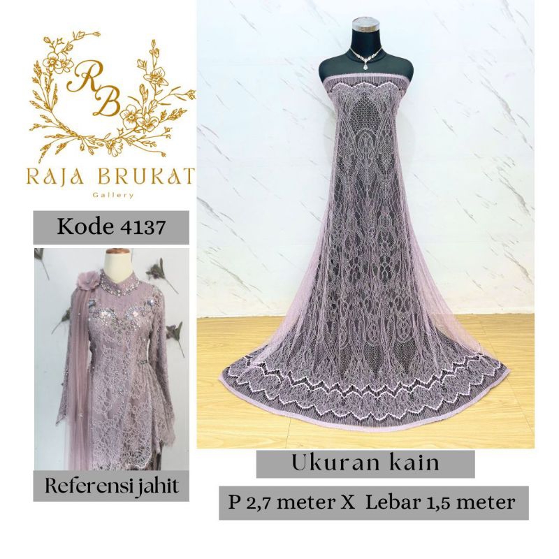 Kain Panel Semi Prancis Chantily Metalic  - 4137 - Grade B - Panjang 2,5 m Lebar 1,5 m  - Kain Kebay