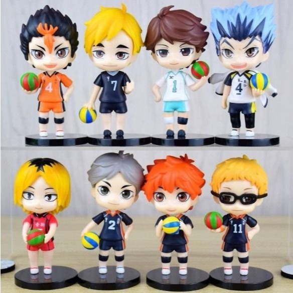 Figure Anime Haikyuu Volley set 8 pcs Hinata Oikawa