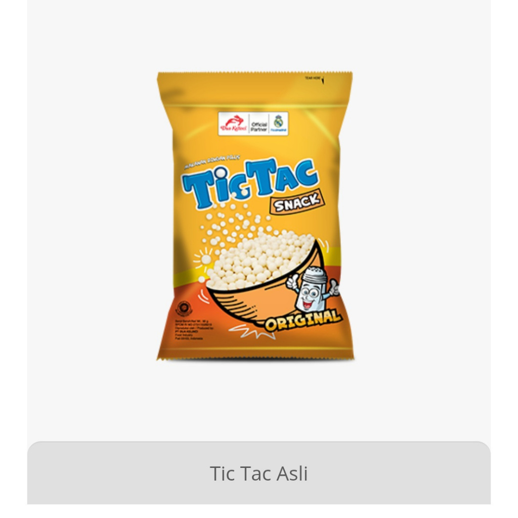 

TIC TAC SNACK PILUS 1 RENCENG ISI 10 PCS