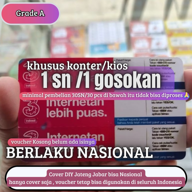 Voucher kosong Tri / bahan inject