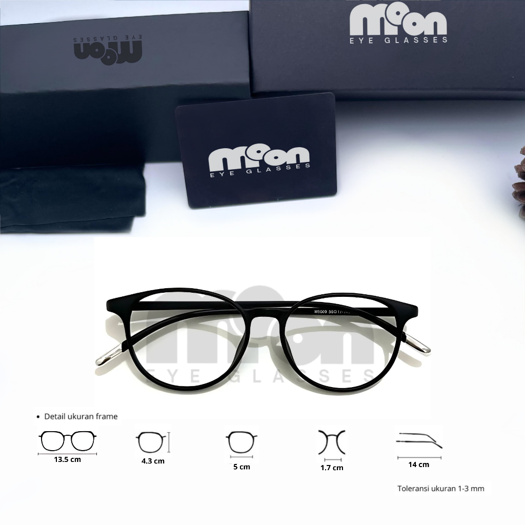 𝗠𝗼𝗼𝗻 𝗘𝘆𝗲𝗚𝗹𝗮𝘀𝘀𝗲𝘀 - Paket Kacamata Minus/Normal/Silinder Unisex Frame M5009 Plastik