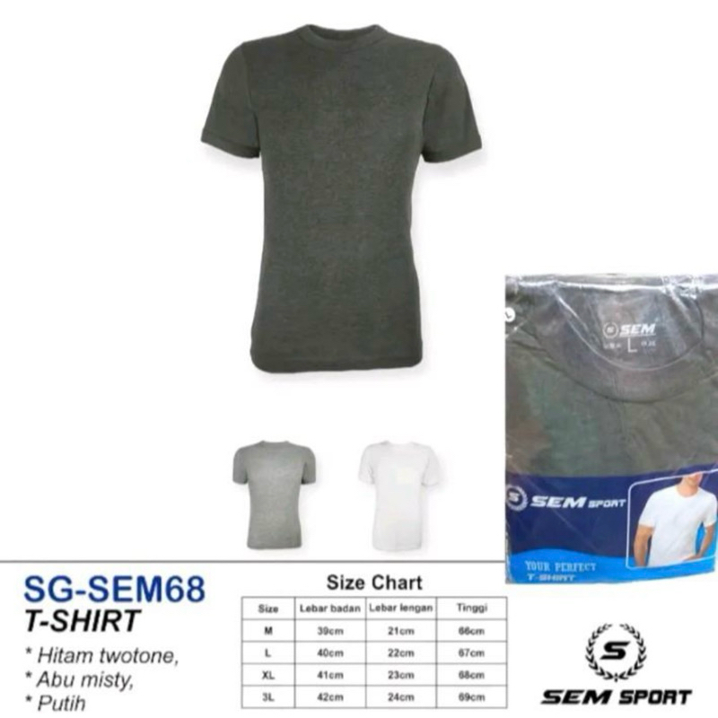 Kaos Oblong Pria SEM | Oblong Pria Dewasa | Harga Per 1pcs