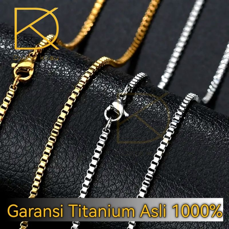 Kalung Titanium Pria Anti Karat Asli Emas Gold Itali Panjang 45cm 50cm 60cm